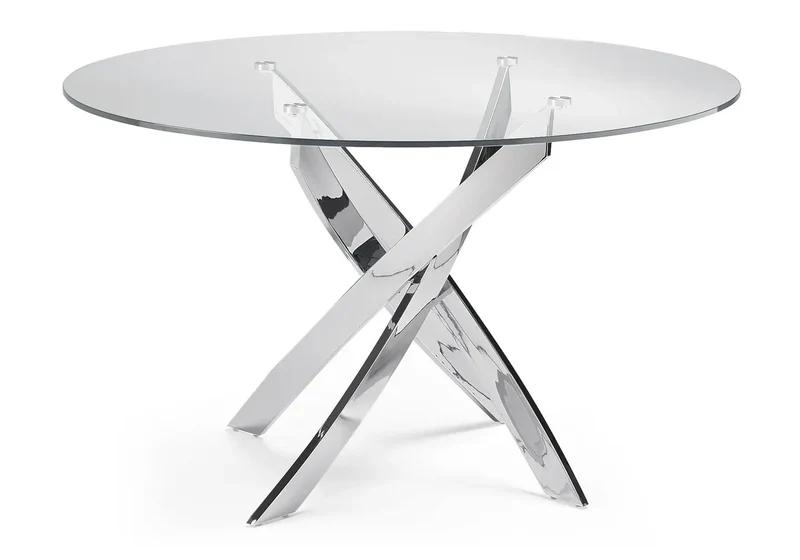 Table chromé 6 chaises blanches - Design