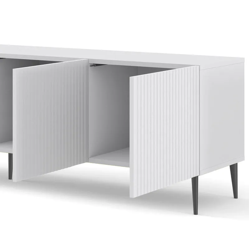 Meuble TV 4 portes 200 cm Philaé Blanc