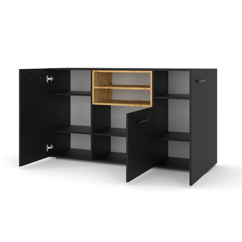 Buffet 3 portes Ania Noir et Bois
