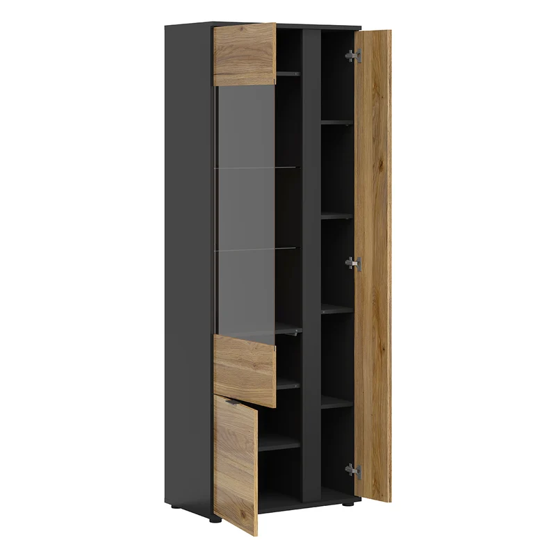 Vaisselier 3 portes Pia Noir et Bois