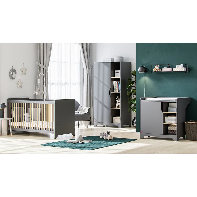 Armoire 1 porte Vox Leaf Gris et bois