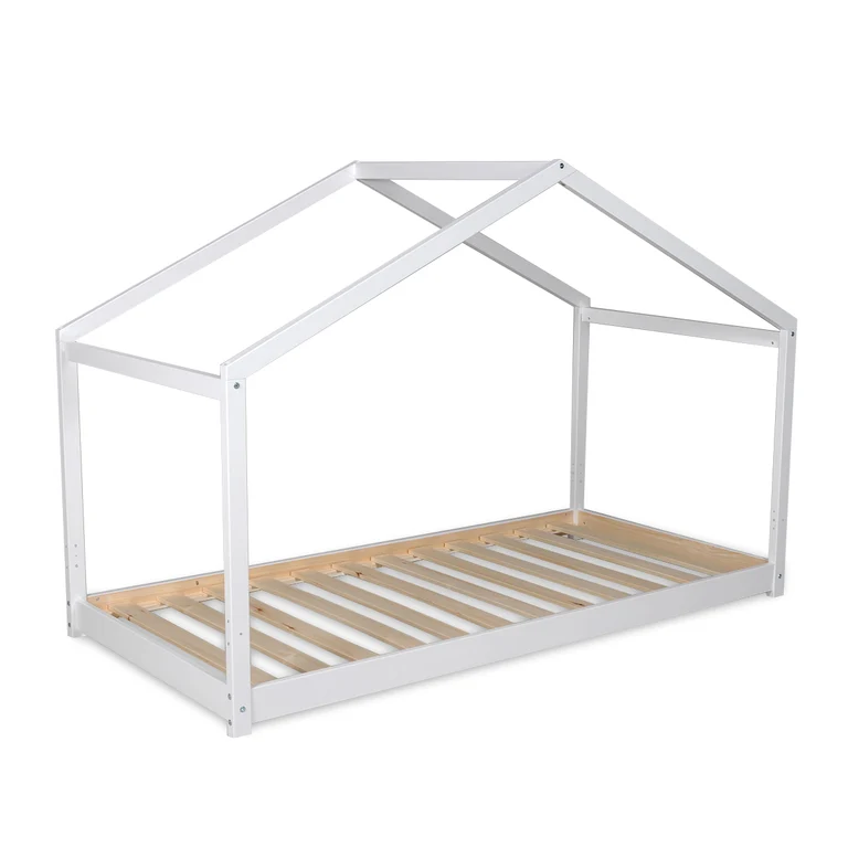 Lit cabane 90x190 sommier inclus Koala Blanc laqué