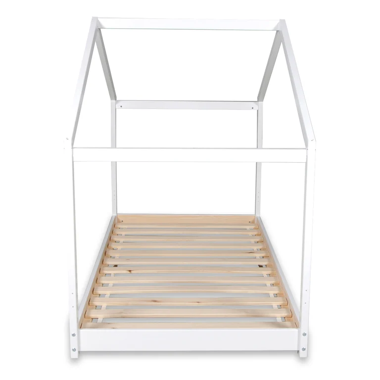 Lit cabane 90x190 sommier inclus Koala Blanc laqué