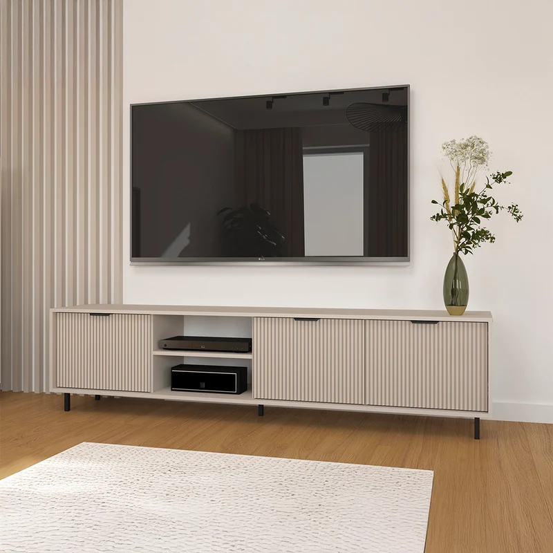 Meuble TV 3 portes 200 cm Soly Cachemire