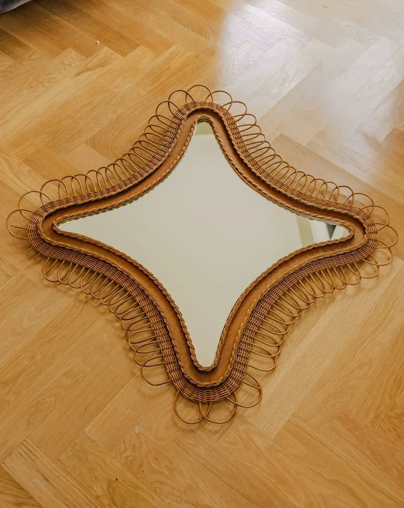 Georges, le miroir vintage en rotin N°1003