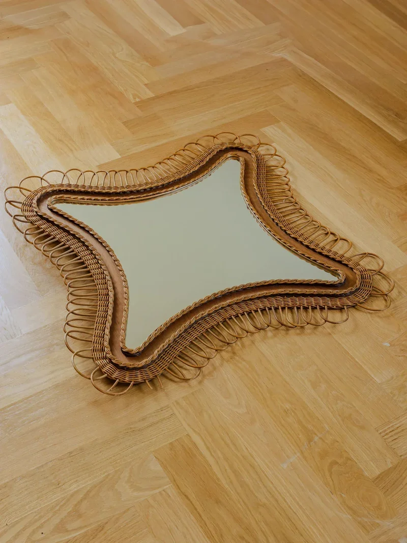 Georges, le miroir vintage en rotin N°1003