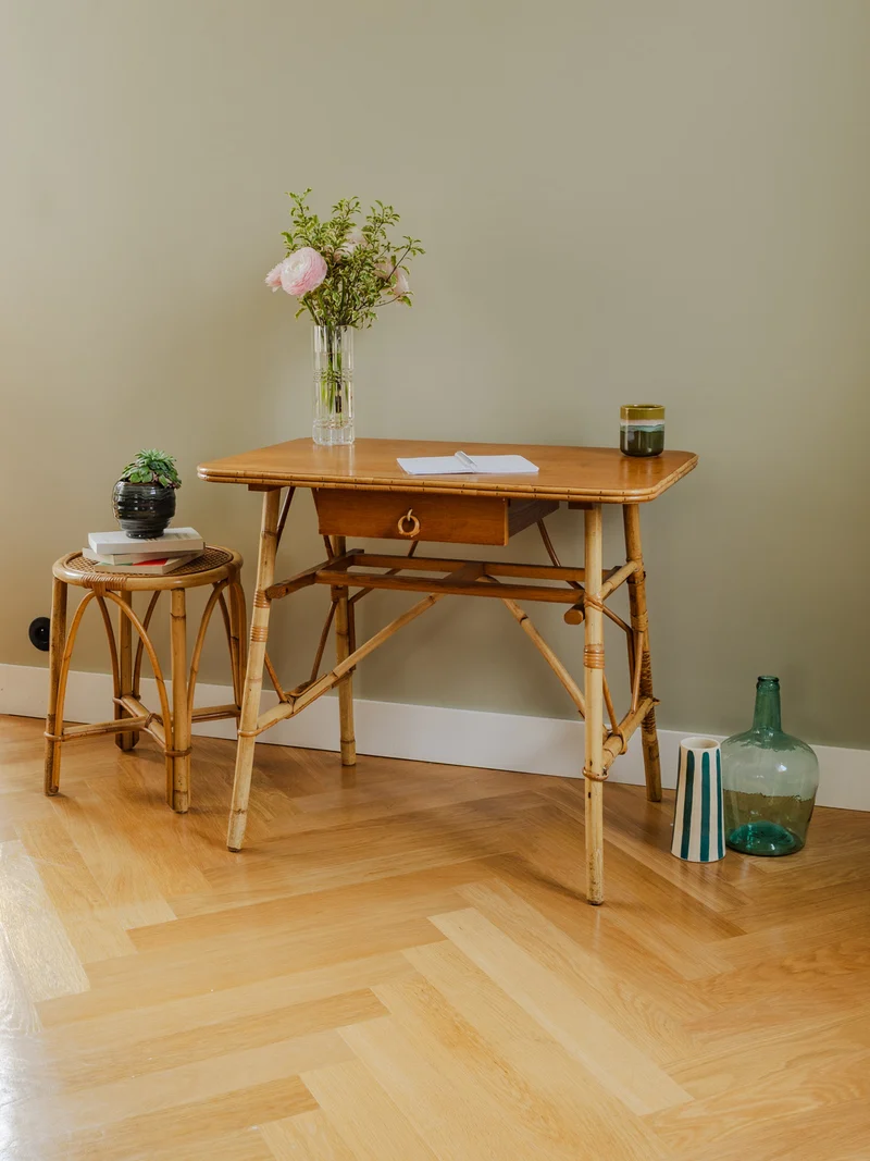 Edouard, le bureau vintage en rotin N°555