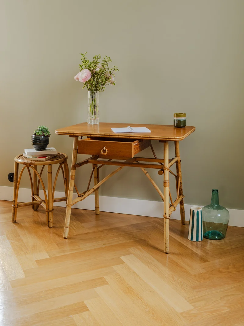 Edouard, le bureau vintage en rotin N°555