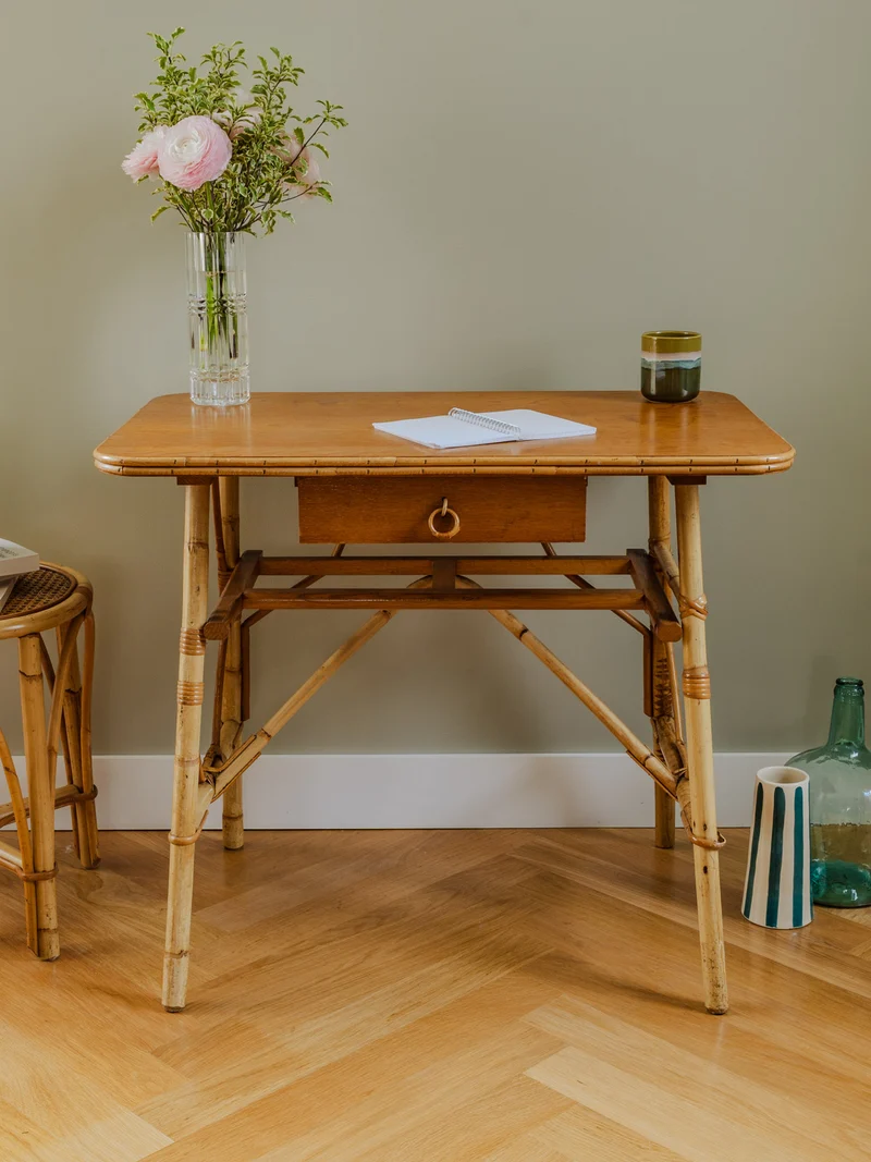 Edouard, le bureau vintage en rotin N°555