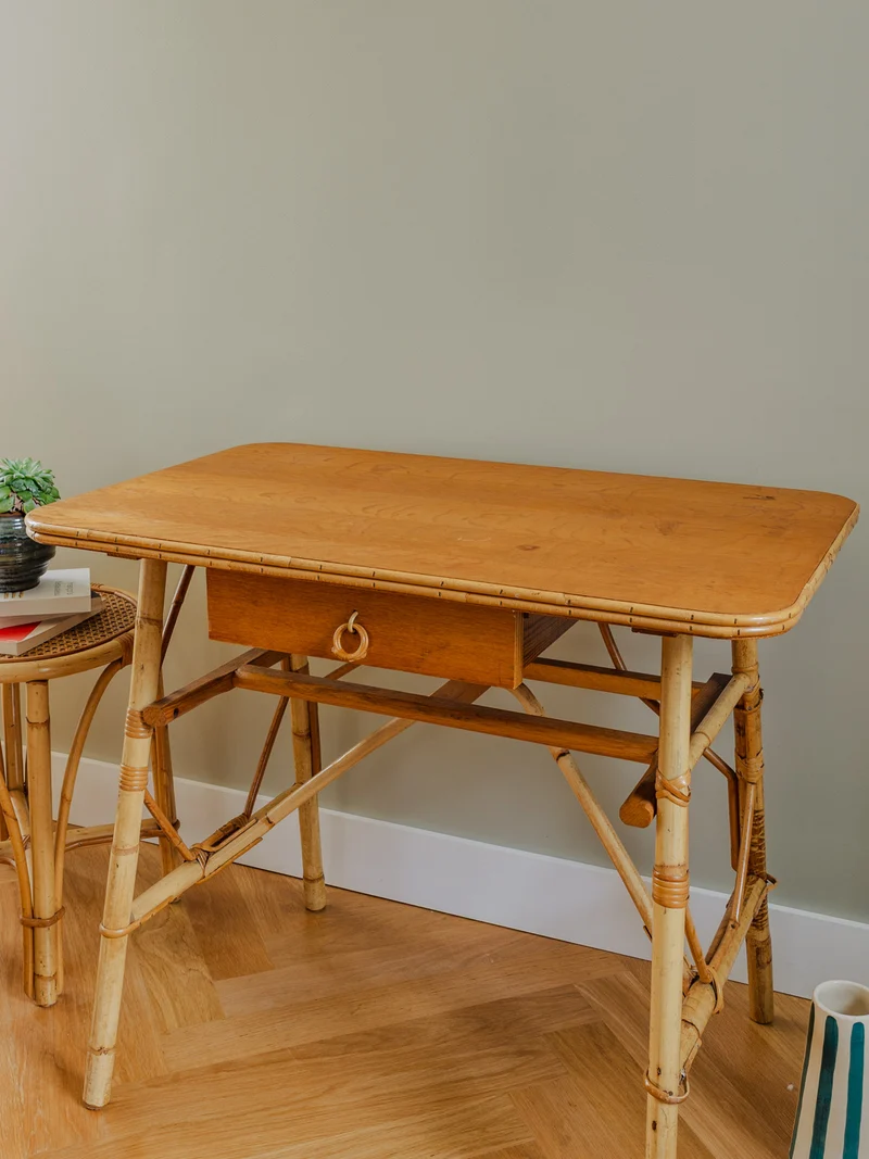 Edouard, le bureau vintage en rotin N°555