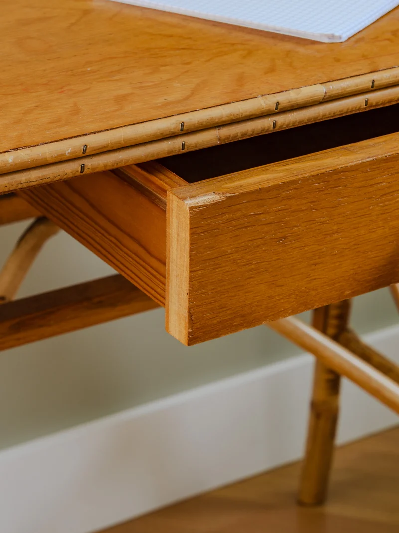 Edouard, le bureau vintage en rotin N°555