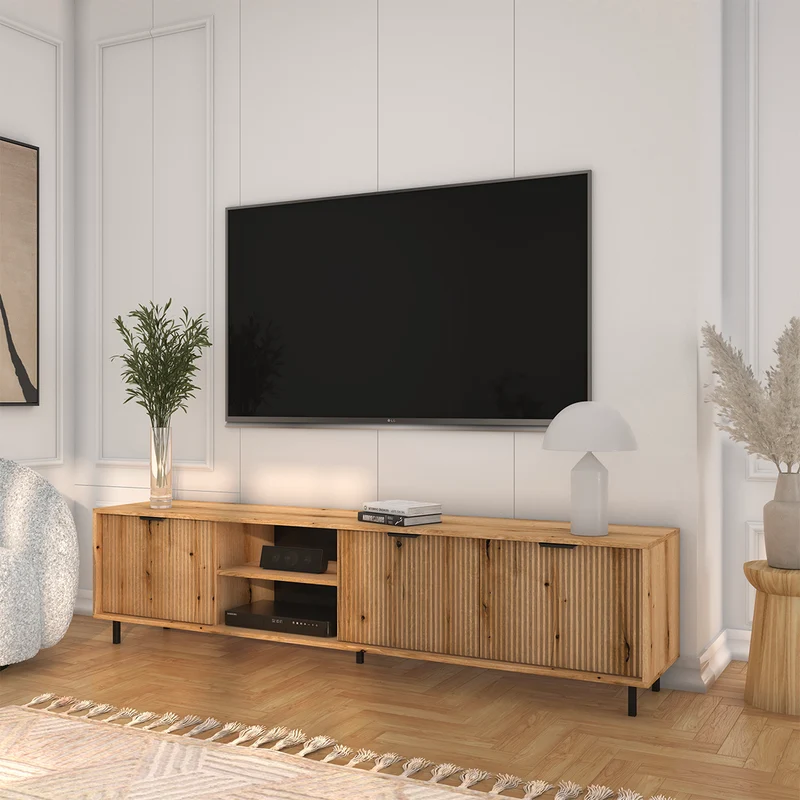 Meuble TV 3 portes 200 cm Soly Bois