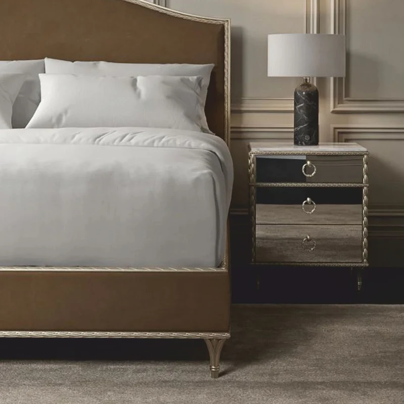 Casa Padrino Luxus Barock Nachtkommode Weiß / Gold H. 71 cm - Verspiegelte Barock Möbel