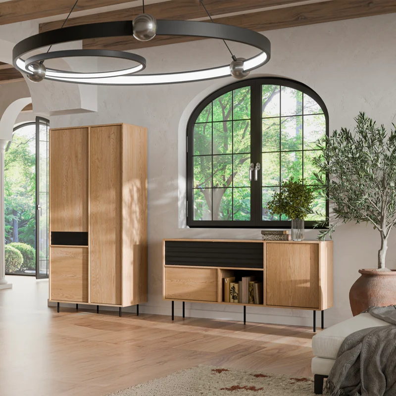 Armoire 3 portes Astra Bois et Noir