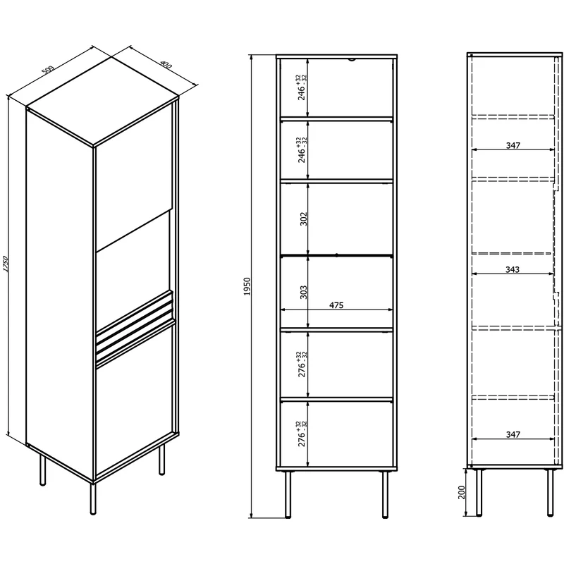 Vitrine 2 portes Astra Bois et Noir