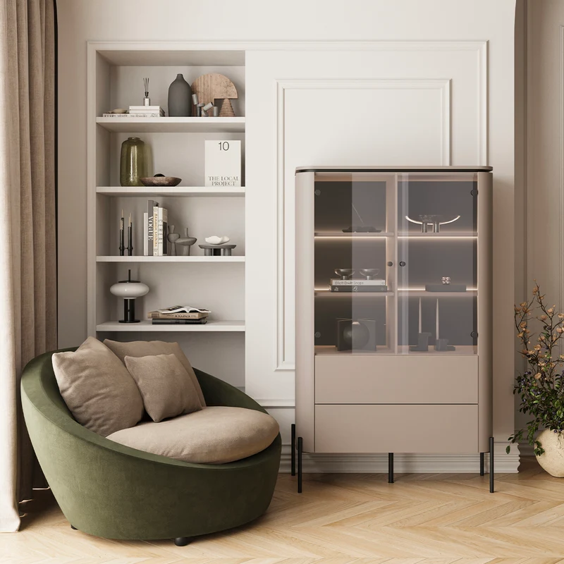 Vaisselier 2 portes 2 tiroirs Junon Taupe