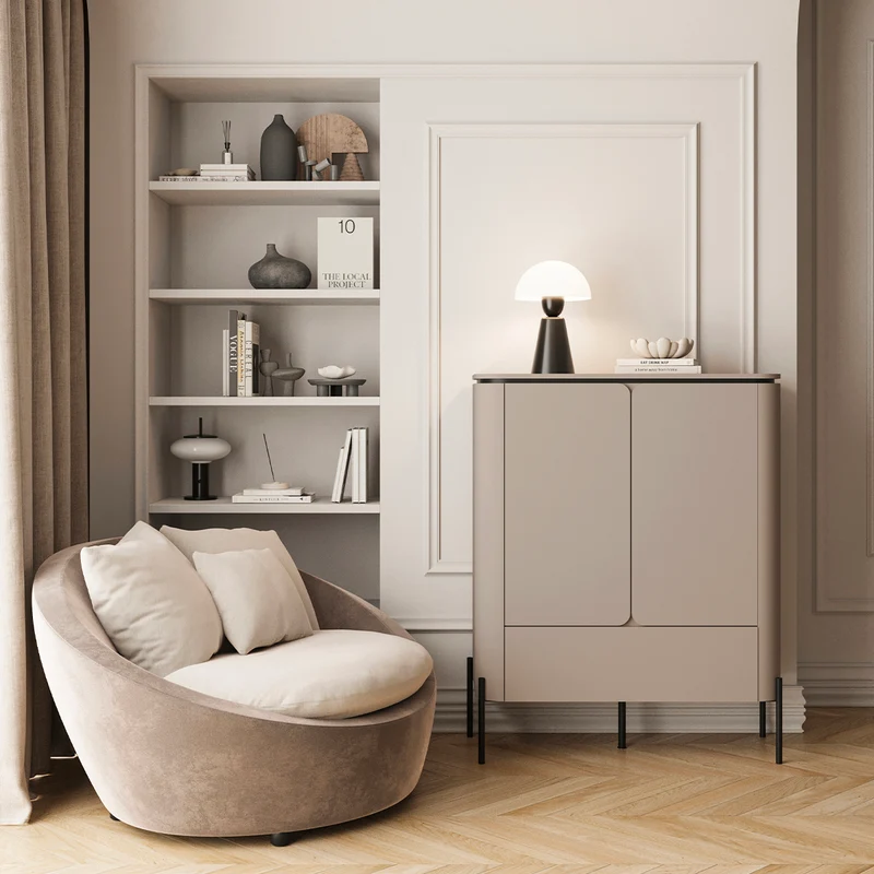 Buffet haut 2 portes 1 tiroir Junon Taupe