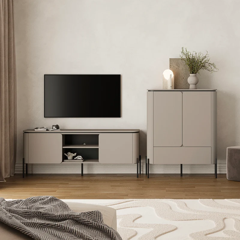Buffet haut 2 portes 1 tiroir Junon Taupe