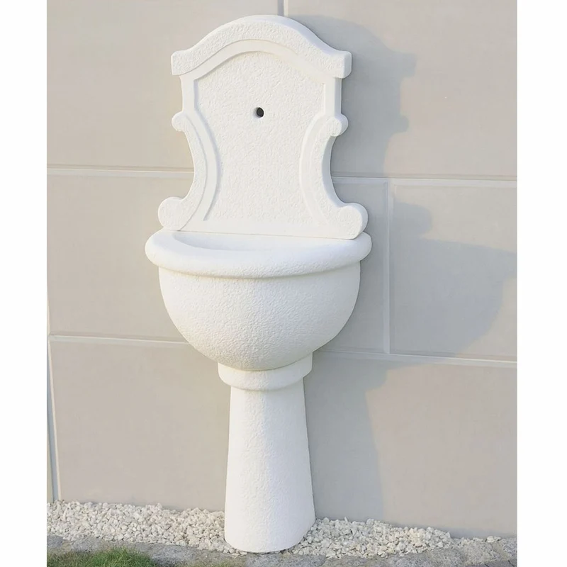 Casa Padrino Jugendstil Wandbrunnen Weiß H. 128 cm - Garten Deko Brunnen