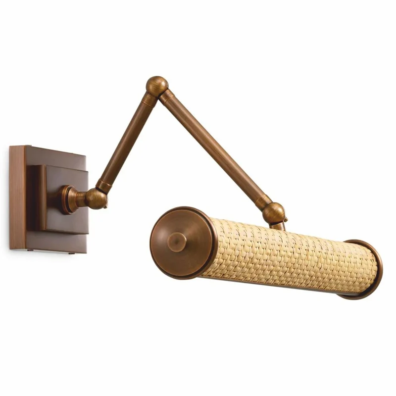 Casa Padrino Luxus Wandleuchte Antik Messing / Naturfarben 43 cm - Luxus Leuchten