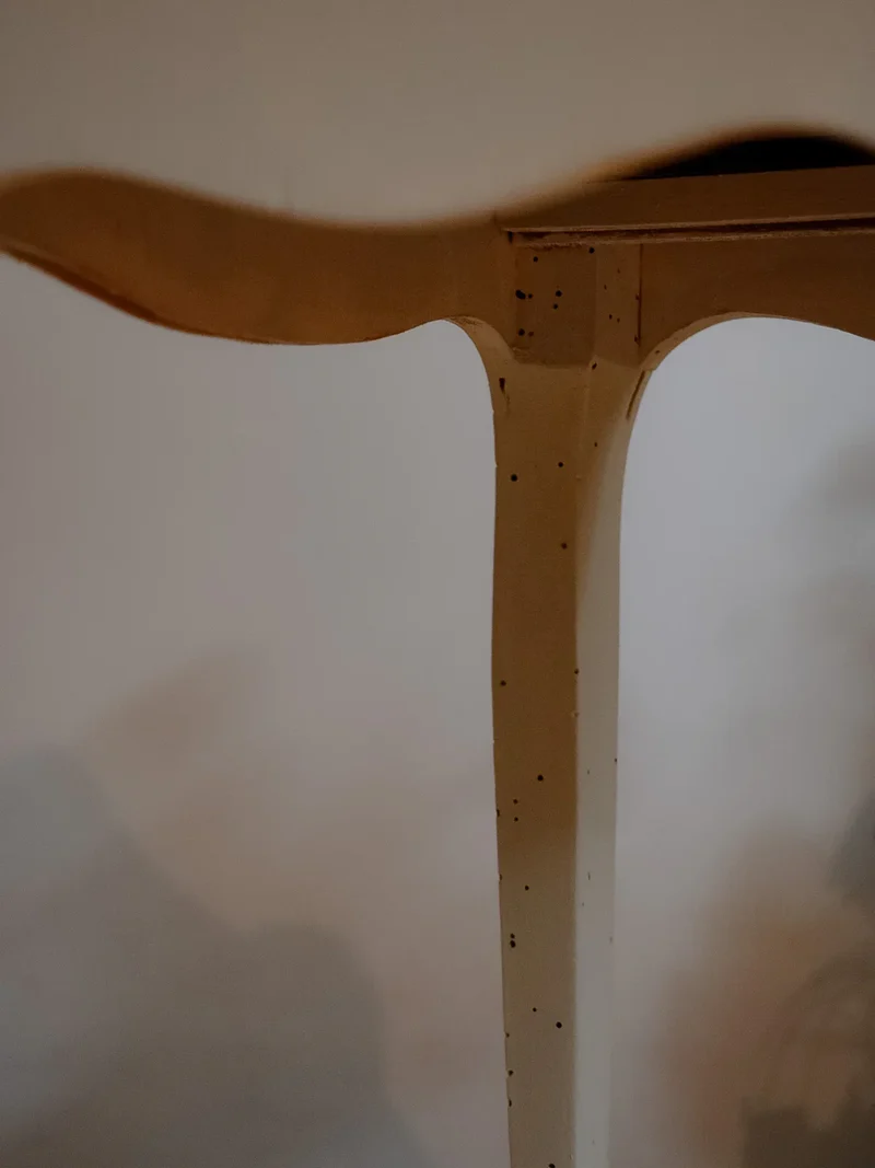 Odile, la table de chevet beige en bois N°1171