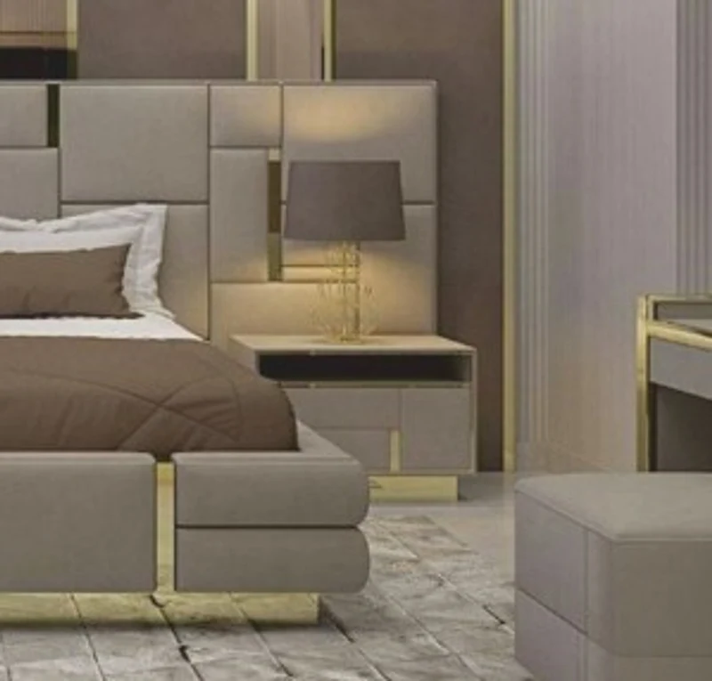 Casa Padrino Luxus Nachttisch Grau / Gold 65 cm - Luxus Hotel & Schlafzimmer Möbel