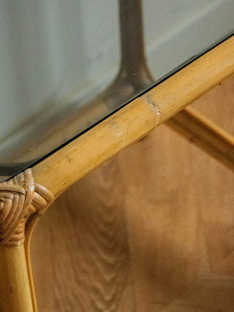Hanna, la table d'appoint en rotin et verre N°802