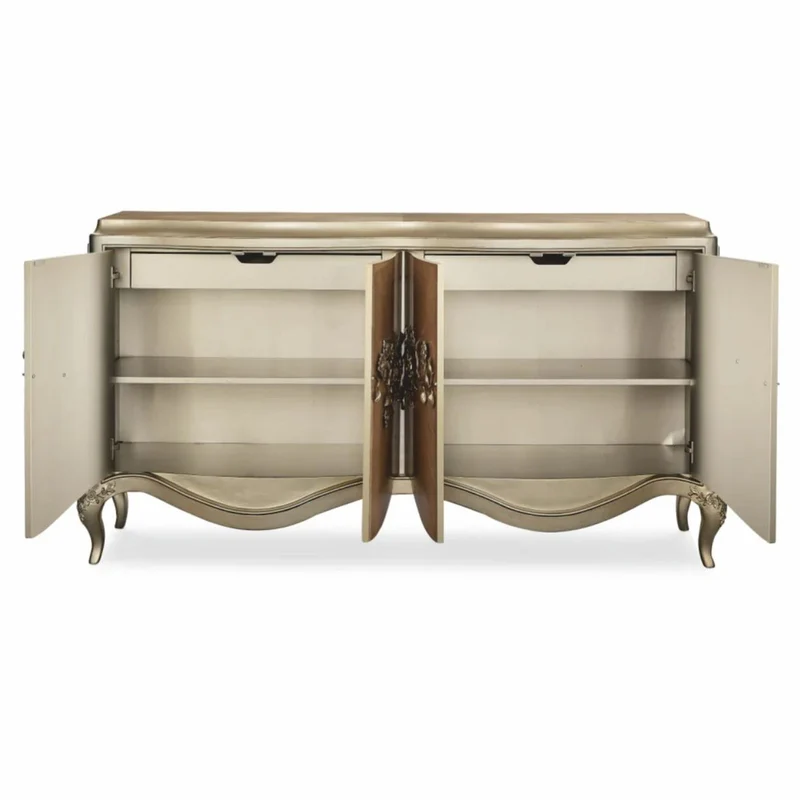 Casa Padrino Luxus Barock Sideboard Braun / Champagner-Gold 183 cm - Barock Möbel