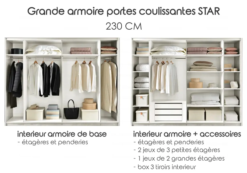 Chambre à coucher laqué blanc led STAR