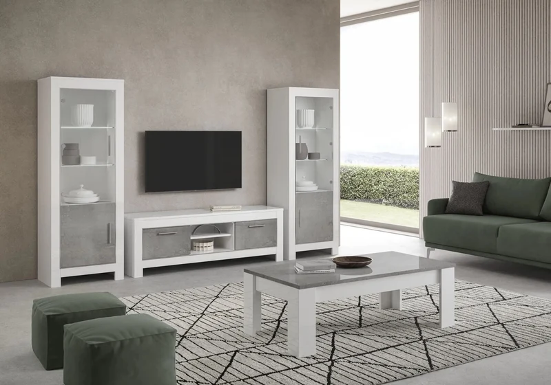 Meubles de séjour blanc marbre laqué MODENA