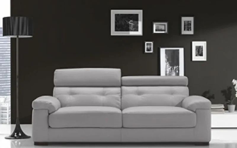 Canapé en cuir gris têtières relevables - Aaron