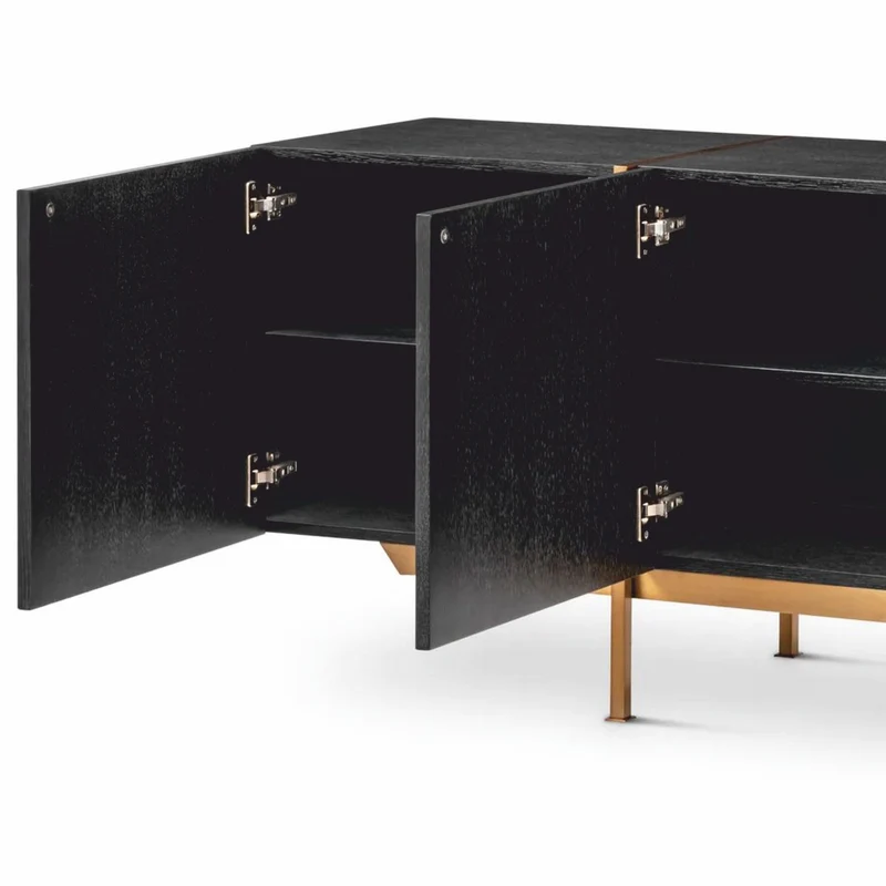 Casa Padrino Luxus Sideboard Schwarzgrau / Messing 225,5 cm - Luxus Möbel