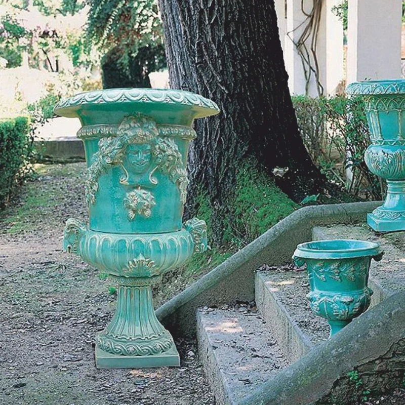 Casa Padrino Luxus Barock Garten Deko Keramik Blumentopf Antik Grün Ø 102 x H. 162 cm