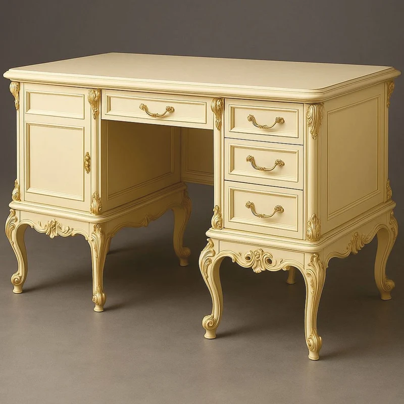 Casa Padrino Luxus Barock Schreibtisch Creme / Gold 180 cm - Made in Italy
