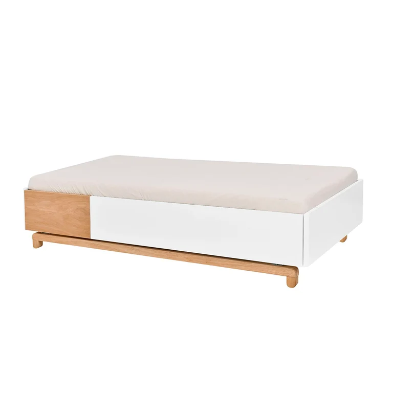Lit évolutif 70x140 et commode 3 tiroirs Bellamy Nomi Blanc et bois