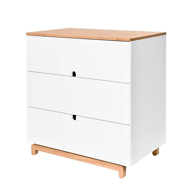 Commode 3 tiroirs et armoire 2 portes Bellamy Nomi Blanc et bois