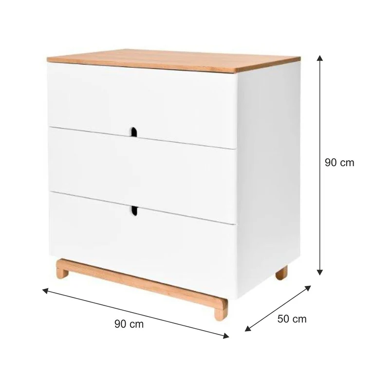 Commode 3 tiroirs et armoire 2 portes Bellamy Nomi Blanc et bois