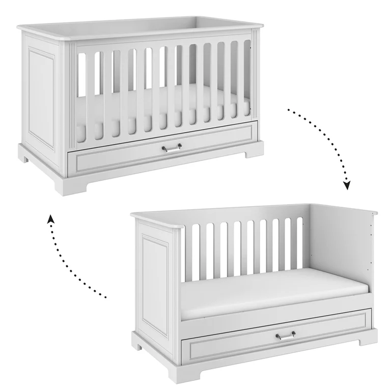 Lit évolutif 70x140 et commode 3 tiroirs Bellamy Ines Blanc