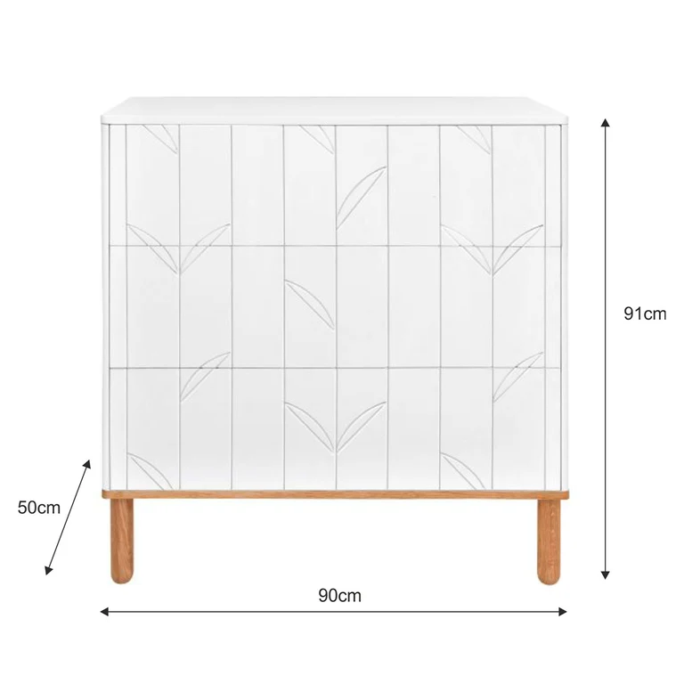 Commode 3 tiroirs Bellamy Toteme Botanic Blanc et bois