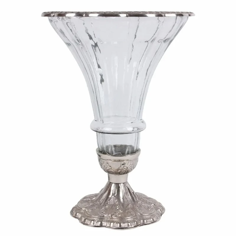 Casa Padrino Barock Glas Vase Silber Ø 30 x H. 42 cm - Barock Deko Accessoires
