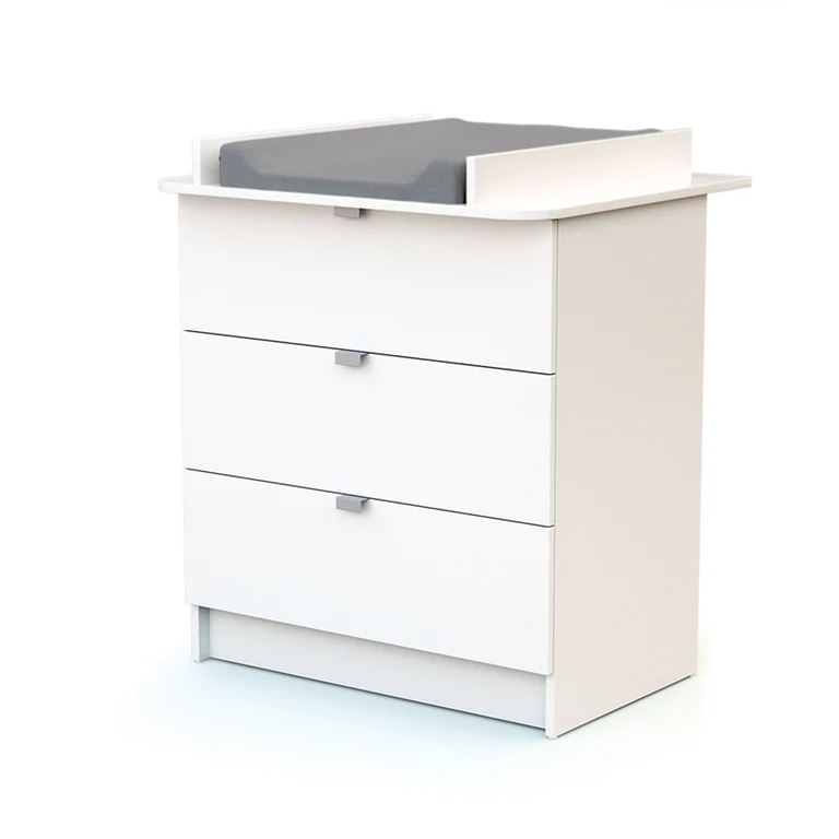 Lit bébé 60x120 et commode 3 tiroirs avec plan à langer AT4 Webaby Blanc