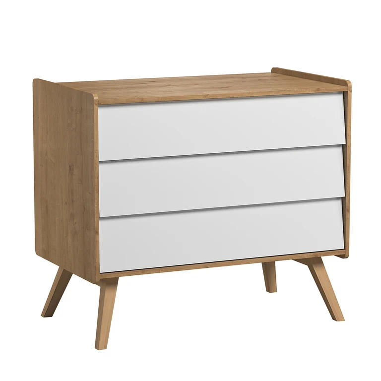 Commode 3 tiroirs et armoire 2 portes Vox Vintage Bois Blanc