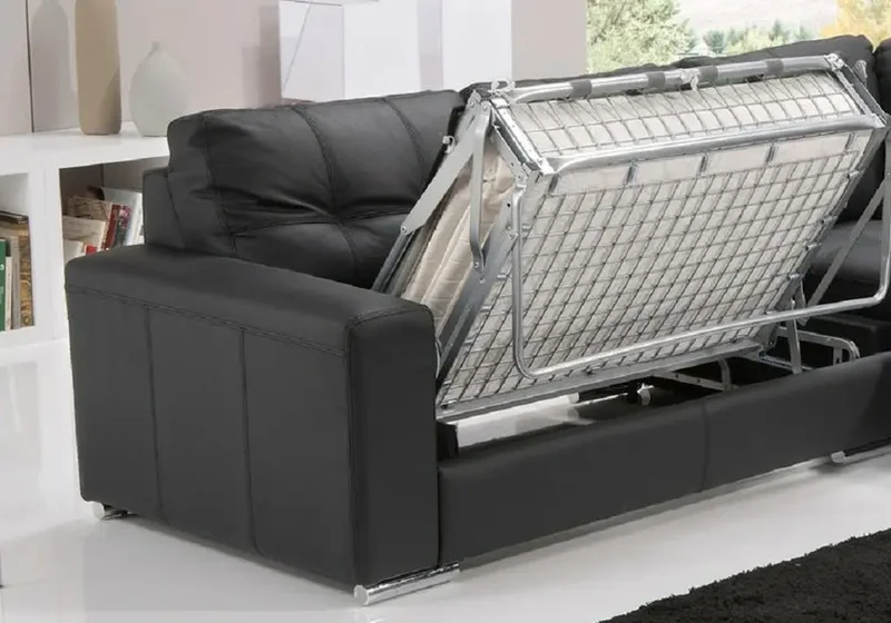 Canapé en cuir noir convertible - Alexie
