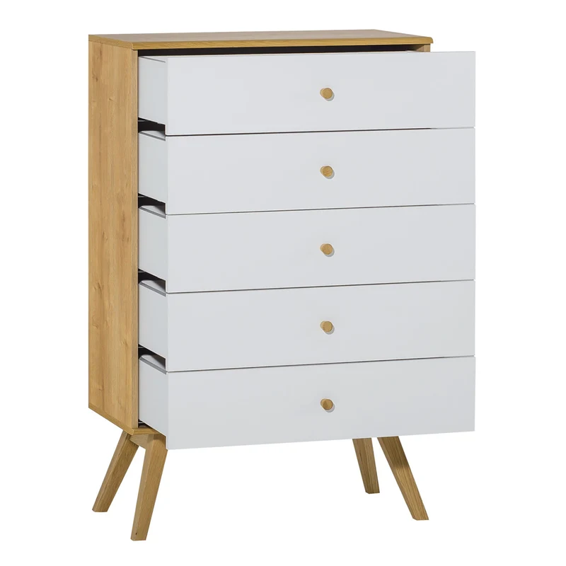 Commode 5 tiroirs Vox Nature Blanc