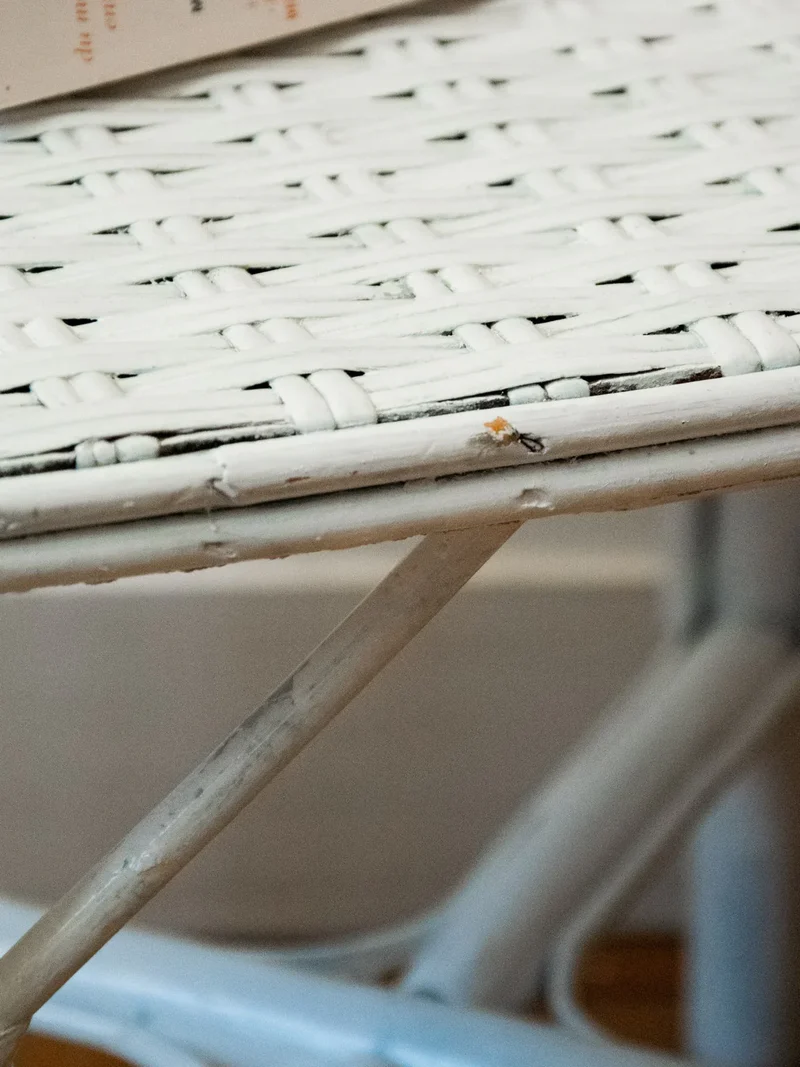 Francine, la table d'appoint blanche en rotin N°584