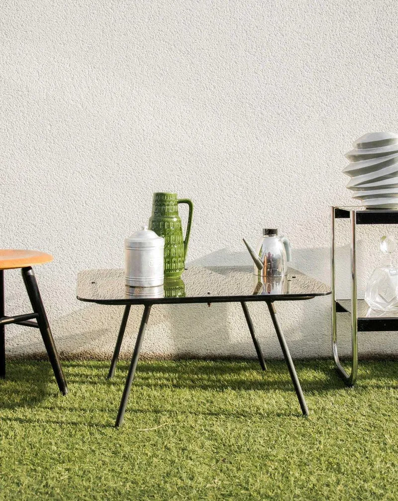 Donna, la table basse en acier et verre fumé N°728