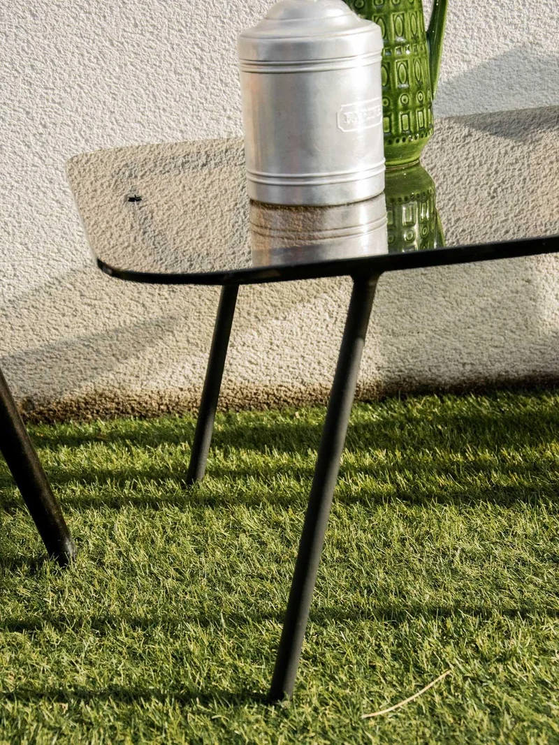 Donna, la table basse en acier et verre fumé N°728