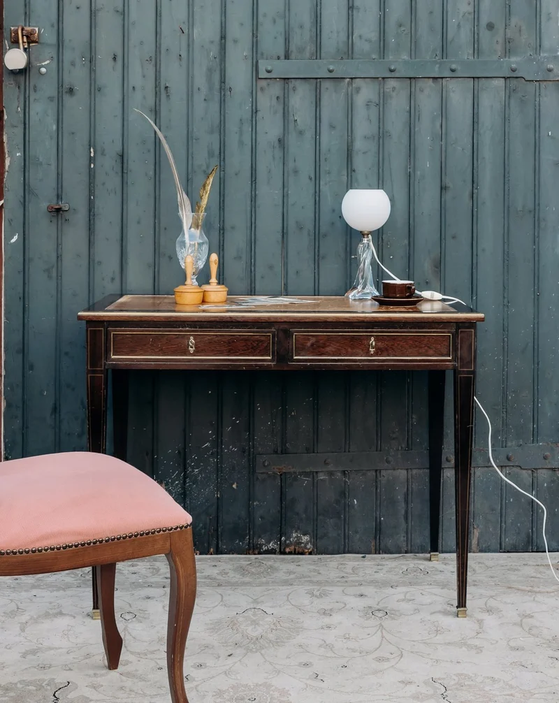 Edouard, le bureau en bois et cuir N°497
