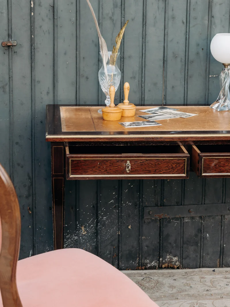 Edouard, le bureau en bois et cuir N°497