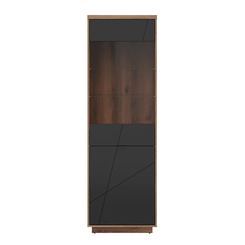 Vitrine 2 portes Sven Noir et Bois